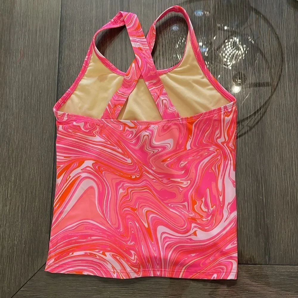 Lands’ End Girls Tie Front Tankini Swimsuit Top Size 8 New